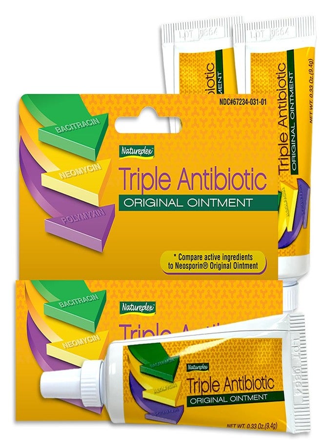 Natureplex Triple Antibiotic Ointment 0.33 oz (3 Pack) – Contains Bacitracin To Aid Wound Care, Scrapes, Cuts, and Burns, Prevents Infections, Helps Healing – Made in USA - Image 1